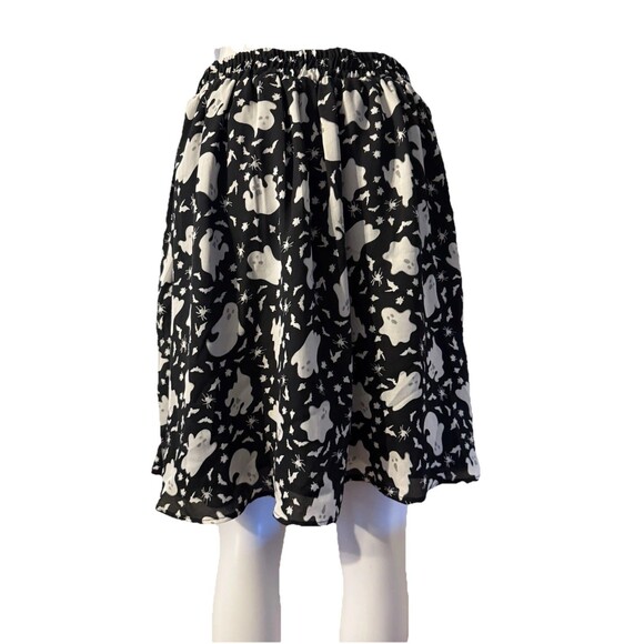 ModCloth Ghosts Spiders Black Whimsigoth 50s Halloween Fall Swing Skirt SZ M - Picture 6 of 11